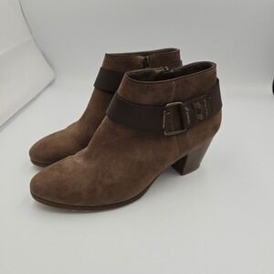 Limelight Brown Ankle Boots Heeled Buckle Accent‎ Booties Women's Size 9